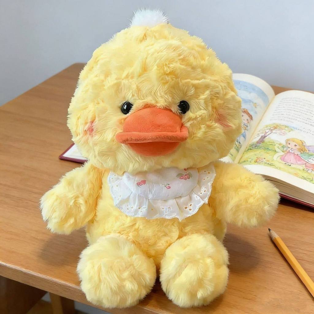 Gấu Bông Các Con Vật Lông Xù Đeo Yếm Hoa Mini Dễ Thương, Thú Nhồi Bông Cừu,Heo,Voi,Gà,Ếch Mềm 25Cm Mềm Mại