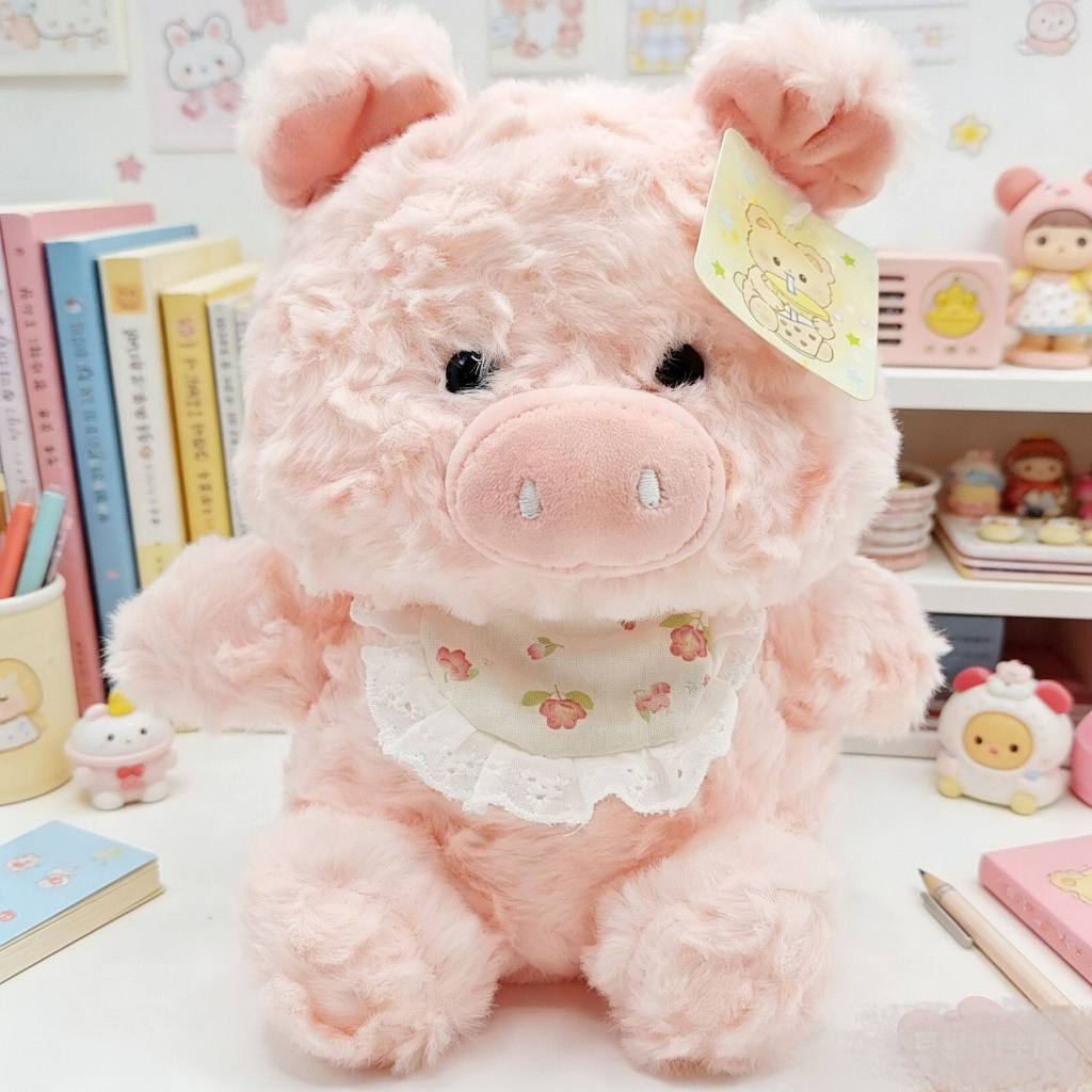 Gấu Bông Hình Thú Lông Xù Đeo Yếm Dễ Thương, Thú Nhồi Bông Vịt Heo Voi Cừu Mini Quà Tặng Sinh Nhật Cho Bé, Bạn Gái