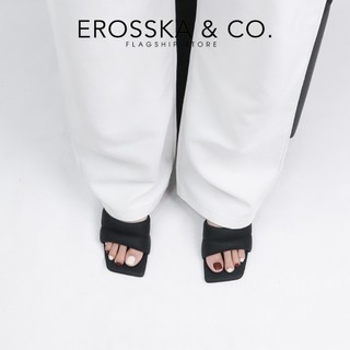 Erosska - Dép cao gót mũi vuông quai ngang kiểu dáng sang trọng cao 4cm màu đen - EM117
