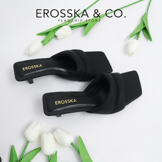Erosska - Dép cao gót mũi vuông quai ngang kiểu dáng sang trọng cao 4cm màu đen - EM117