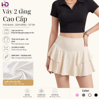 Chân Váy Xòe 2 Tầng Thể Thao Nữ Chơi Tennis Pikleball Có Sẵn Quần Bảo Hộ Co Giãn Mềm Mịn