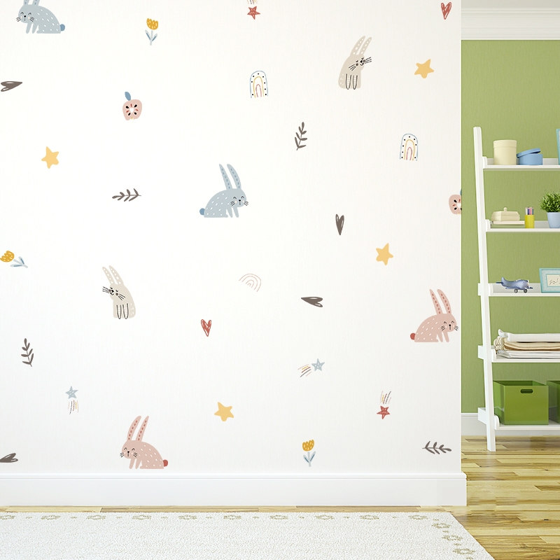 Sticker Decal Dán Tường Mẫu Thỏ Con Có Keo Sẵn - Trang Trí Cửa Kính - Decor Quán Cafe - Phòng Ngủ
