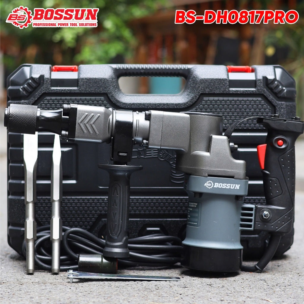 [TẶNG 2 MŨI ĐỤC] Máy Đục Bê Tông BOSSUN BS-DH0817PRO - Công Suất 1600W, Lực Đập 16J Siêu Mạnh, Kèm 2 Mũi Đục, Dây 5M