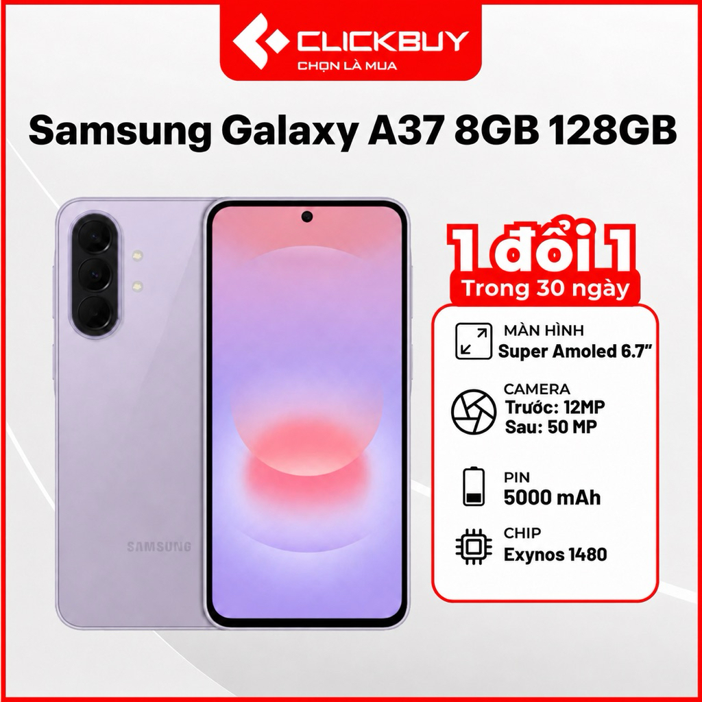 Điện Thoại Samsung Galaxy A37 5G 8GB/128GB Chính Hãng Màn Hình Super AMOLED