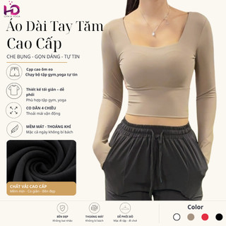 Áo Thun Tăm Sỏ Ngón Dài Tay Thể Thao Tập Gym Yoga Chất Vải Thoáng Mát Co Giãn 4 Chiều