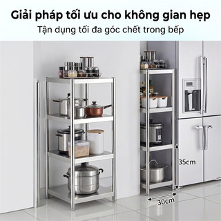 BMZAR Kệ Inox 304 Lọt Khe Nhà Bếp Kệ Để Khe Hẹp Siêu Bền Chịu Lực Tốt Phân Loại 3/4/5 Tầng