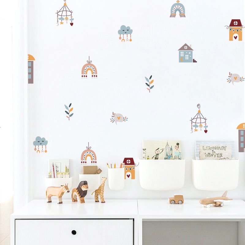 Sticker Decal Dán Tường Mẫu Ngôi Nhà Có Keo Sẵn - Trang Trí Cửa Kính - Decor Quán Cafe - Phòng Ngủ
