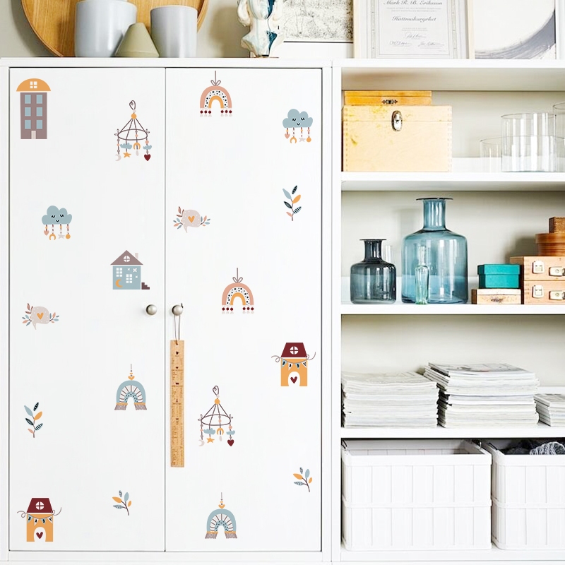 Sticker Decal Dán Tường Mẫu Ngôi Nhà Có Keo Sẵn - Trang Trí Cửa Kính - Decor Quán Cafe - Phòng Ngủ