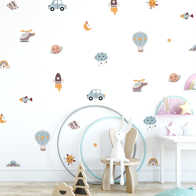 Sticker Decal Dán Tường Mẫu Xe Cộ Có Keo Sẵn - Trang Trí Cửa Kính - Decor Quán Cafe - Phòng Ngủ