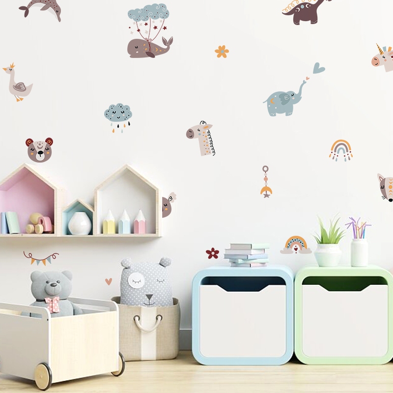 Sticker Decal Dán Tường Mẫu Động Vật 12 Có Keo Sẵn - Trang Trí Cửa Kính - Decor Phòng Ngủ