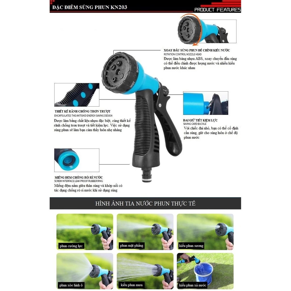 Bộ Vòi Xịt,Tưới Cây & Rửa Xe Đi Kèm Rulo Cuộn Ống Đa Năng Độ Dài Ống 10M - 30M Chống Sốc Độ Bền Cao