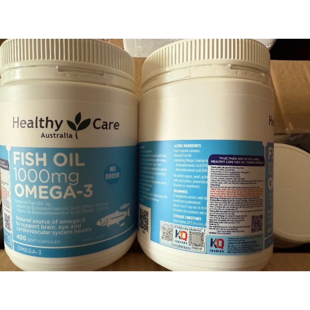 ( Lọ To 400 viên) Dầu cá Fish Oil Omega 3 1000mg Healthy Care Úc,400 viên