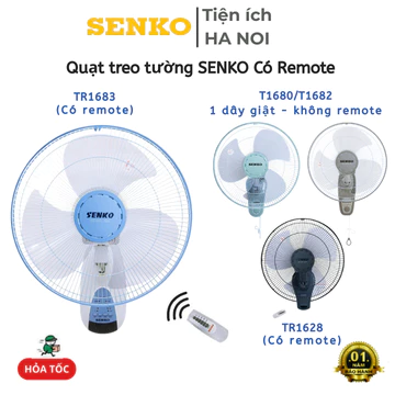 Quạt treo tường SENKO TR1628/TR1683 có Remote - T1680/T1682 1 dây KHÔNG remote - Giao màu ngẫu nhiên