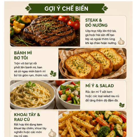 Muối Tỏi Rau Mùi Tây Parsley Garlic Salt (210g) - Gia Vị Ướp Steak, Làm Bánh Mì Bơ Tỏi Chuẩn Vị Âu Luka Food