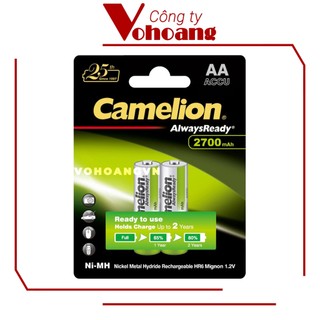 Bộ 2 viên pin sạc AA Camelion MẪU MỚI 2700mAh Cam kết chính hãng full VAT