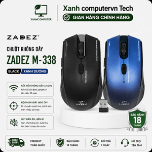Chuột không dây Zadez M-338 Black, Xanh Dương - Hàng chính hãng