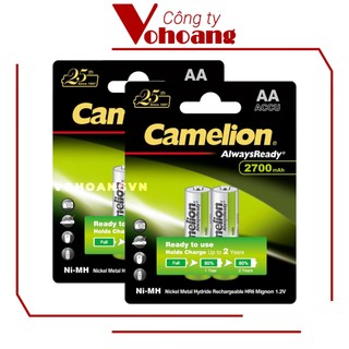Bộ 4 viên pin sạc AA Camelion MẪU MỚI 2700mAh Cam kết chính hãng full VAT