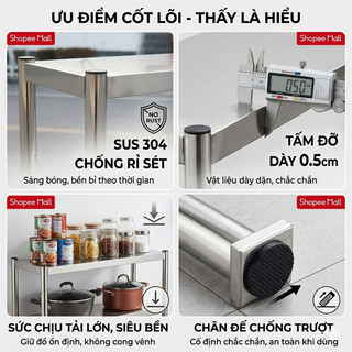 Kệ Để Đồ Nhà Bếp Inox 304 Cao Cấp Kệ Gia Vị Đa Năng 2-3 Tầng Chịu Lực Siêu Tốt Chống Gỉ Tuyệt Đối