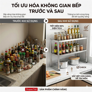 Kệ Để Đồ Nhà Bếp Inox 304 Cao Cấp Kệ Gia Vị Đa Năng 2-3 Tầng Chịu Lực Siêu Tốt Chống Gỉ Tuyệt Đối
