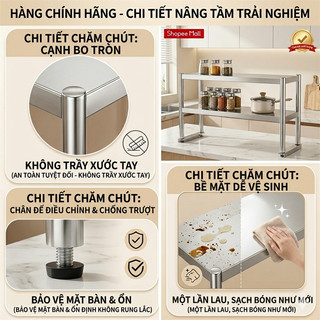 Kệ Để Đồ Nhà Bếp Inox 304 Cao Cấp Kệ Gia Vị Đa Năng 2-3 Tầng Chịu Lực Siêu Tốt Chống Gỉ Tuyệt Đối