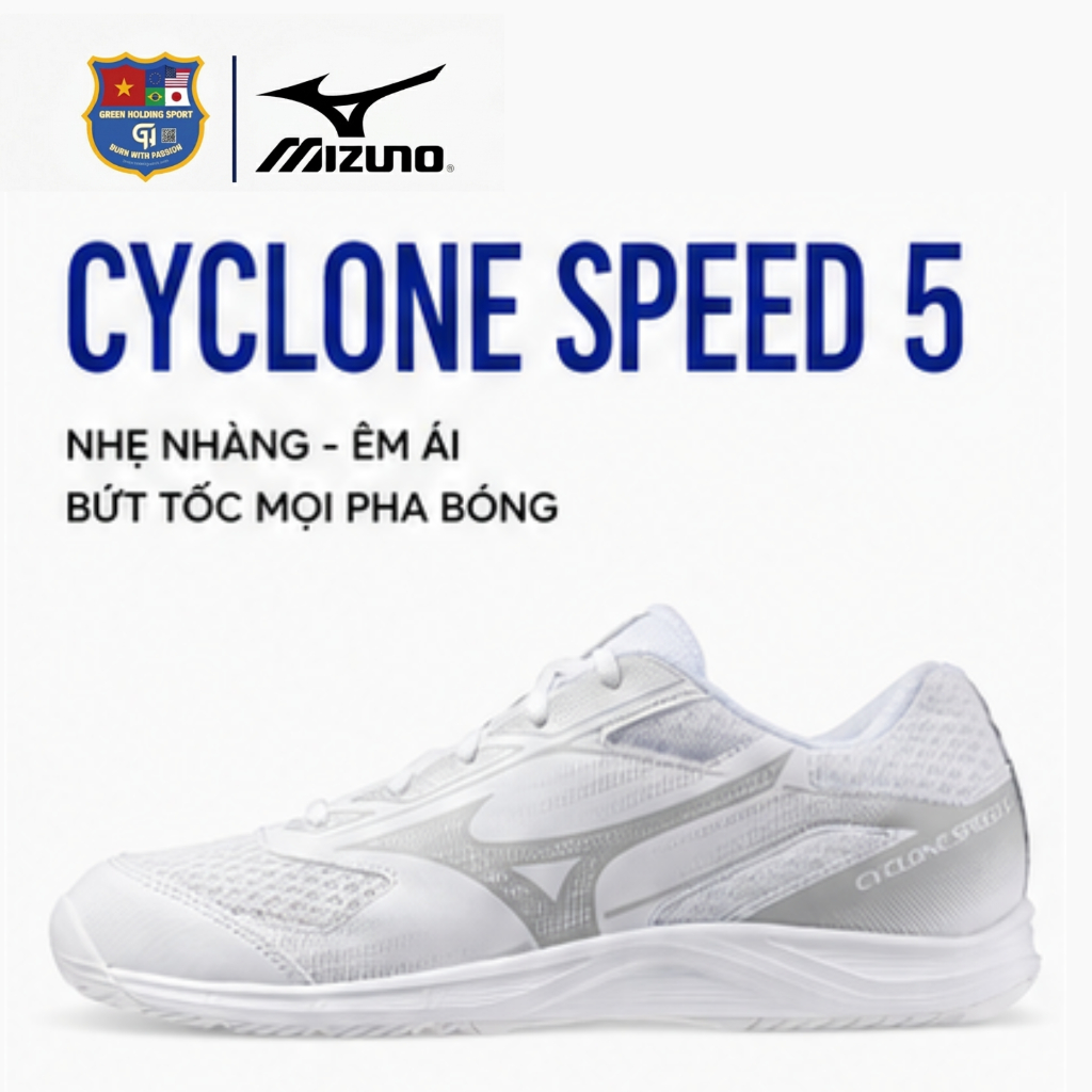 Giày Bóng Chuyền Mizuno Cyclone Speed 5 Chính Hãng -  Nhẹ, Linh Hoạt, Bám Sân Tốt