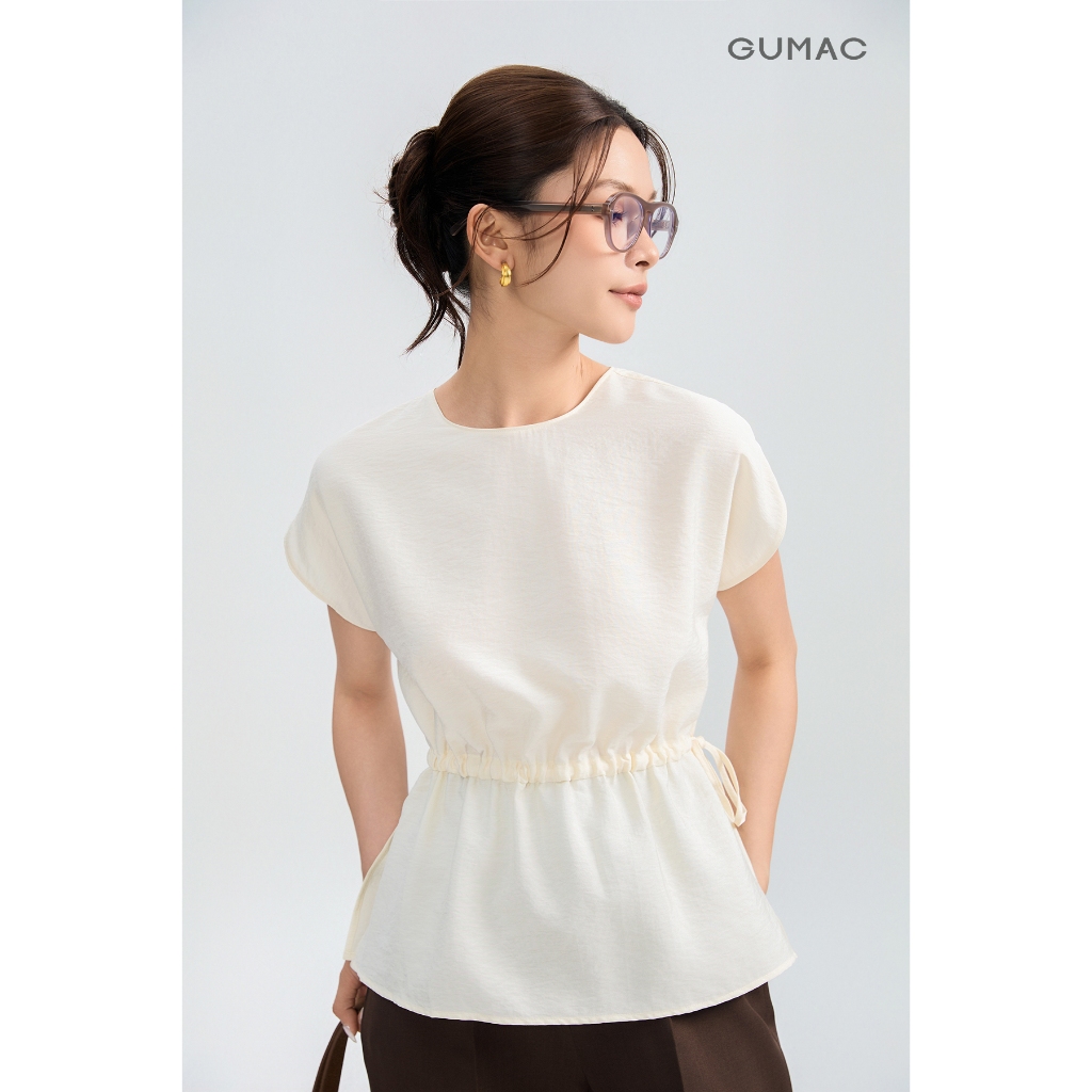 Áo Kiểu Nữ GUMAC Form Suông Siết Eo Tay Liền Che Tay Thoải Mái Mùa Hè AG05041