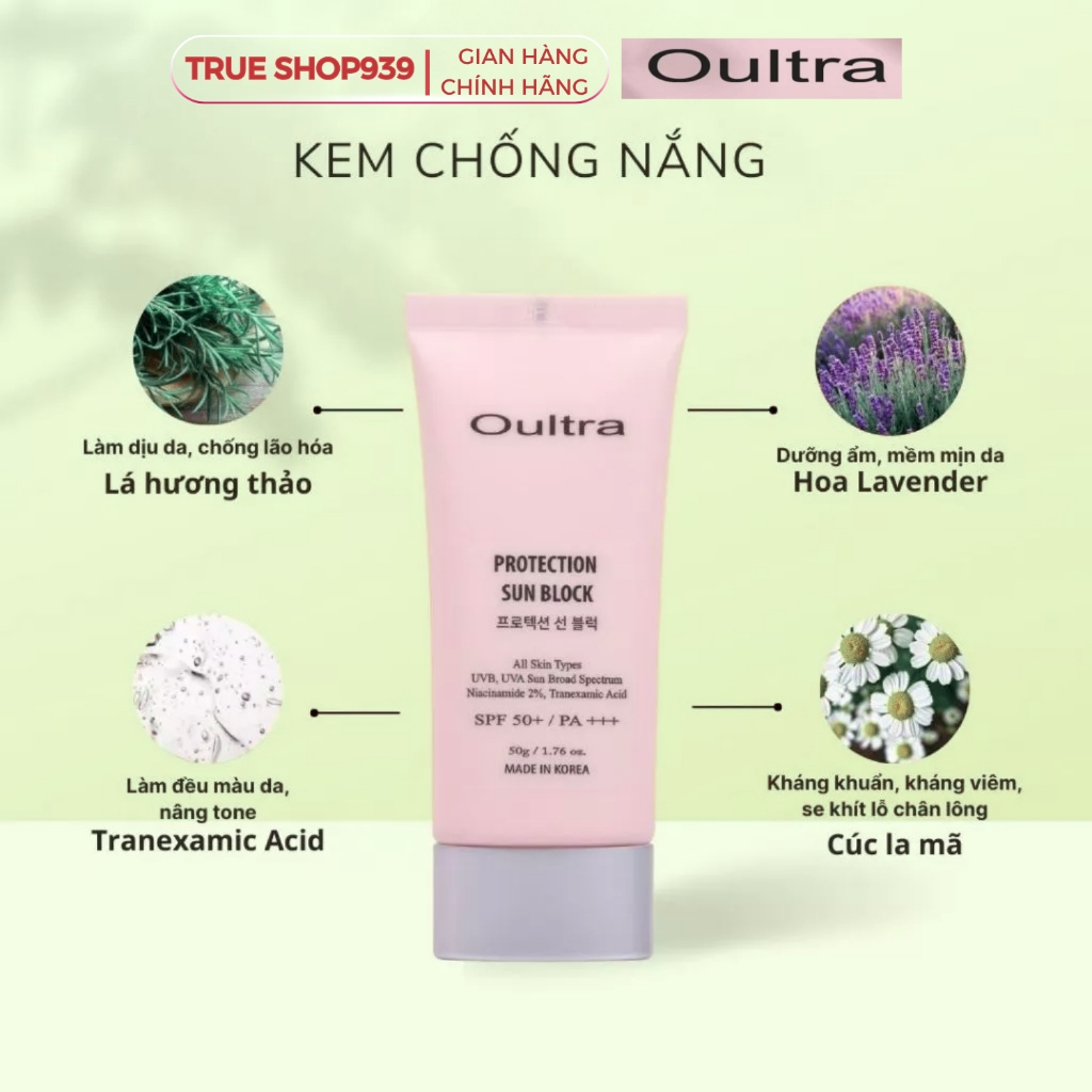 Bộ Đôi Kem Chống Nắng nâng tone Và Sữa Rửa Mặt dưỡng sáng bảo vệ da OULTRA Spf 50+/Pa+++