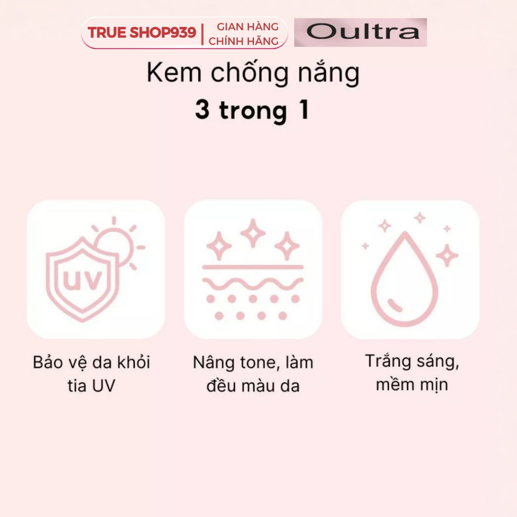 Bộ Đôi Kem Chống Nắng nâng tone Và Sữa Rửa Mặt dưỡng sáng bảo vệ da OULTRA Spf 50+/Pa+++