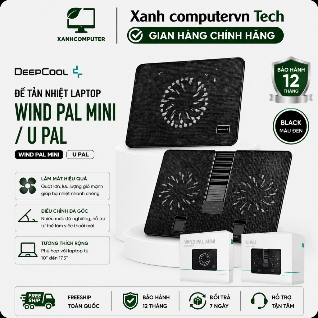 Đế tản nhiệt Laptop Deepcool Wind Pal Mini/ U Pal - Hàng chính hãng
