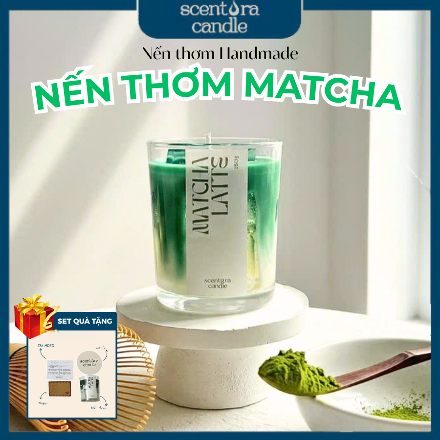Nến Thơm Matcha Latte ScentoraCandle, Trang trí, Decor Phòng, Quà Tặng Sinh Nhật, Lễ Kỉ Niệm