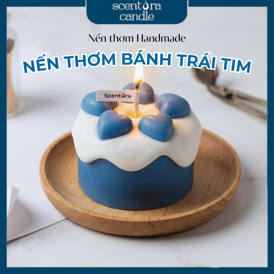 Nến Thơm Hình Bánh Ngọt Trái Tim Scentora Candle, Làm quà tặng sinh nhật, Trang trí, Decor phòng