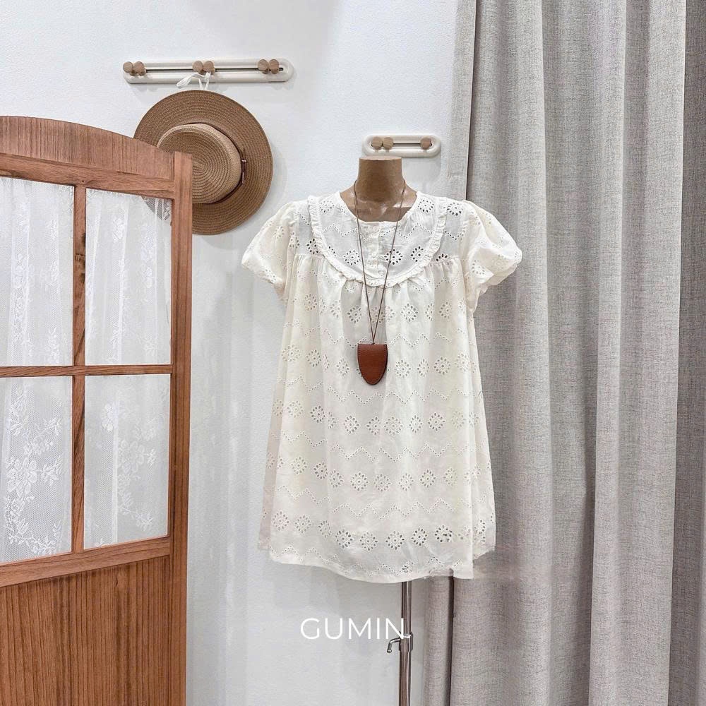 Đầm babydoll thô boi GUMIN thiết kế cổ tròn tay bồng dáng xoè nhẹ chữ A tiểu thư, váy dáng suông nữ thanh lịch sang trọn