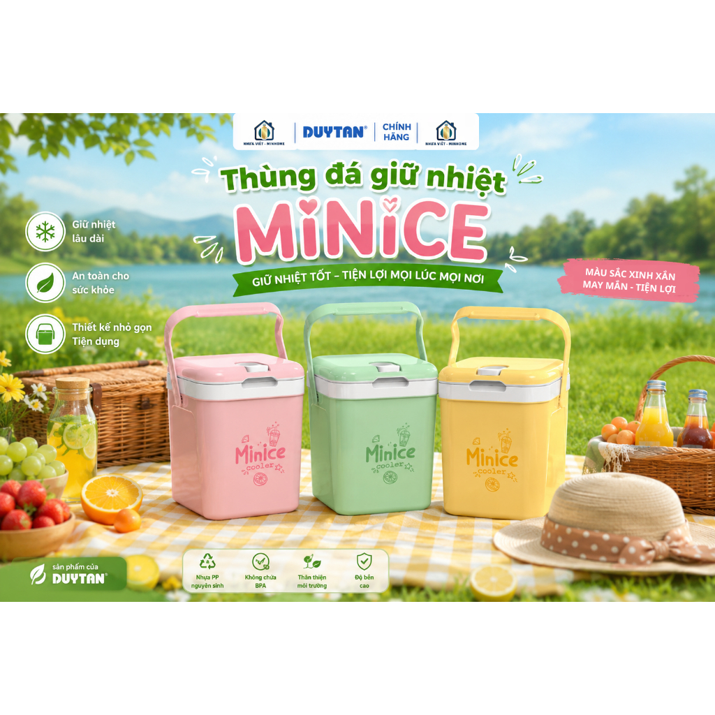 Thùng Đá Giữ Nhiệt Mini Vuông Minice Duy Tân 1L – 2L – 3L | Bình Đá Giữ Nhiệt Mini, Giữ Lạnh Lâu