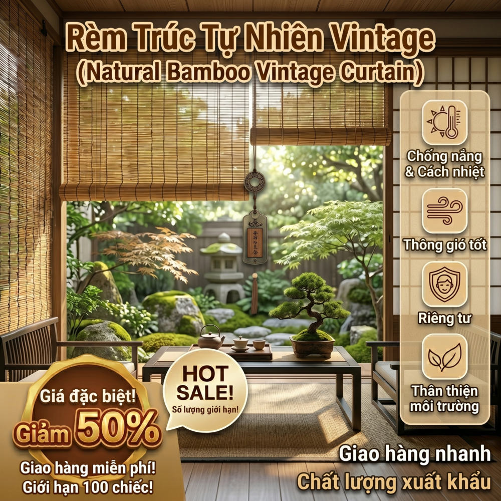 Rèm sậy, ngang 1,5m / 2m / 2,5m / 3m, cao 1m, rèm, rèm ban công, có ...