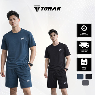 Bộ thể thao nam TORAK cao cấp chất liệu thun thông hơi thoáng mát thời trang,áo cổ tròn quần cạp chun thoải mãi