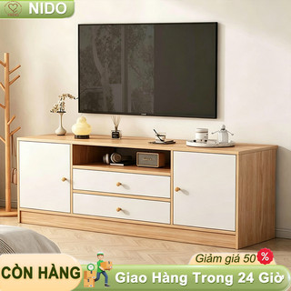 Nido Tủ Tivi Kệ Tivi 2 Cánh 2 Ngăn Kéo, Kệ TV Gỗ Đặt Sàn Phòng Khách Hiện Đại Đa Năng Nhiều Màu