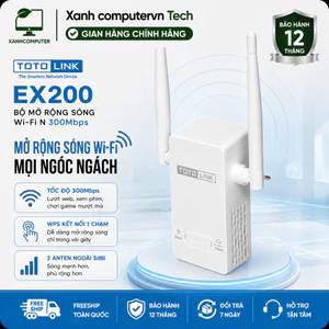 Bộ Mở rộng sóng TOTOLINK EX200 Wi-Fi chuẩn N 300Mbps Hàng chính hãng New