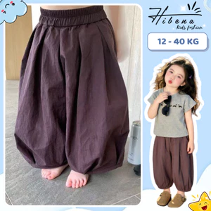 Quần gió nhăn ống rộng cho bé HIBENA KIDS, quần gió cạp chun bo gấu form rộng bé mặc đi học, đi chơi QT10