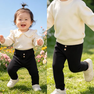 Quần nhung tăm bé gái Bernie C3808 80-120cm (8-20kg) – Quần dài trẻ em mềm ấm co giãn