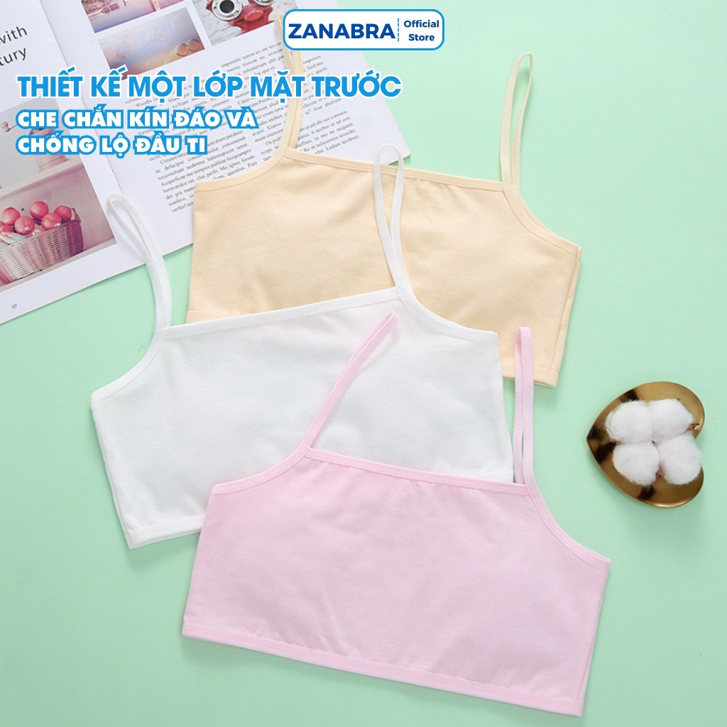 Áo lá bé gái 6 - 15 tuổi cotton 1 lớp mềm mại thoáng khí, Áo lót học sinh cấp 1, cấp 2 không mút ngực A032