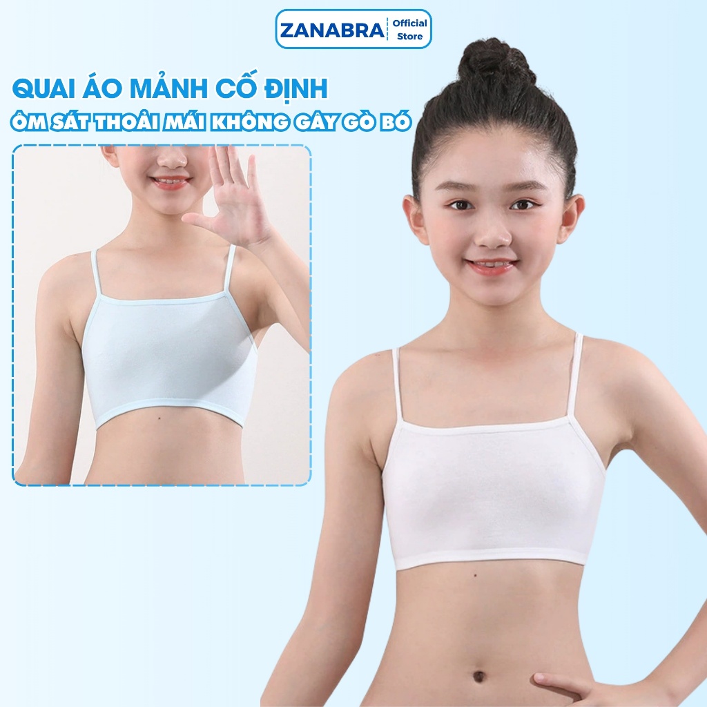 Áo lá bé gái 6 - 15 tuổi cotton 1 lớp mềm mại thoáng khí, Áo lót học sinh cấp 1, cấp 2 không mút ngực A032