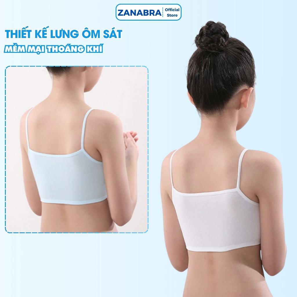 Áo lá bé gái 6 - 15 tuổi cotton 1 lớp mềm mại thoáng khí, Áo lót học sinh cấp 1, cấp 2 không mút ngực A032