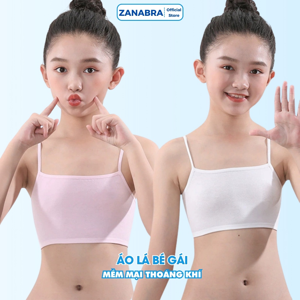 Áo lá bé gái 6 - 15 tuổi cotton 1 lớp mềm mại thoáng khí, Áo lót học sinh cấp 1, cấp 2 không mút ngực A032