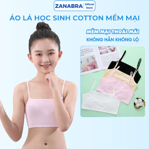 Áo lá bé gái 6 - 15 tuổi cotton 1 lớp mềm mại thoáng khí, Áo lót học sinh cấp 1, cấp 2 không mút ngực A032