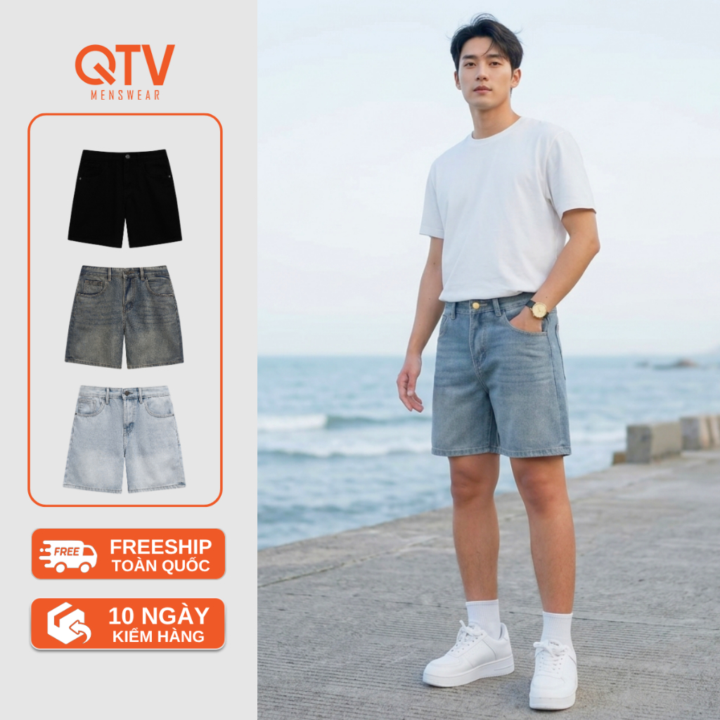 Quần short jean Nam form lửng, Chất Rin Cotton 3 màu dễ phối_JS01, JS02, JS03 Menswear Pants