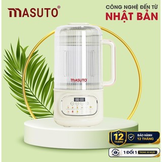 Máy Làm Sữa Hạt Masuto 1,2L Thủy Tinh Chống Ồn Cường Lực Xay Hạt Nhuyễn Mịn Chống Trào 12 Chế Độ Nấu