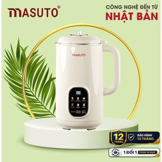 Máy làm sữa hạt Masuto 1L bản Premium, Công nghệ vi áp 3D xay nấu nhuyễn mịn Dao xay đa tầng 12 cánh