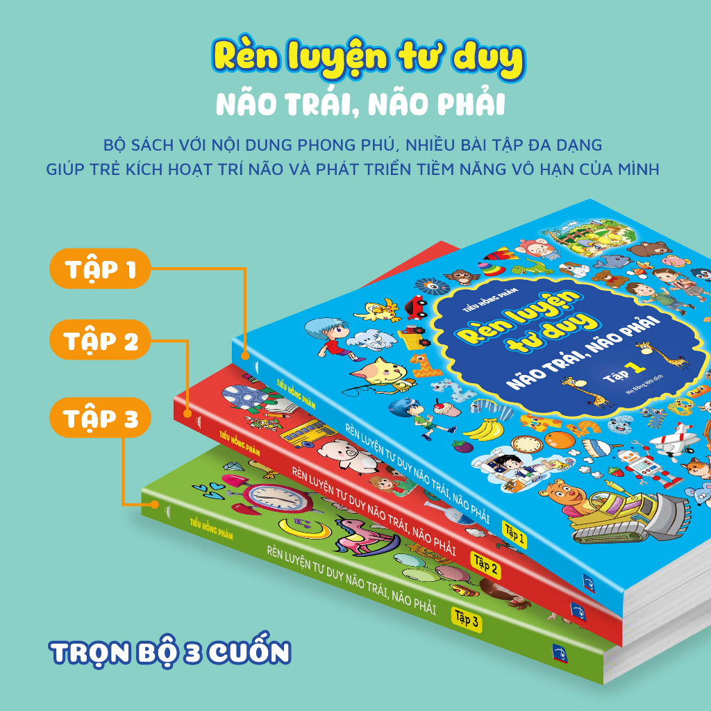 2 Bô Sách: Combo 3 Cuốn Rèn Luyện Tư Duy Não Trái Não Phải & Combo 4 Cuốn Phép Tính Cộng Trừ Cho Bé Phạm Vi 10/20/50/100