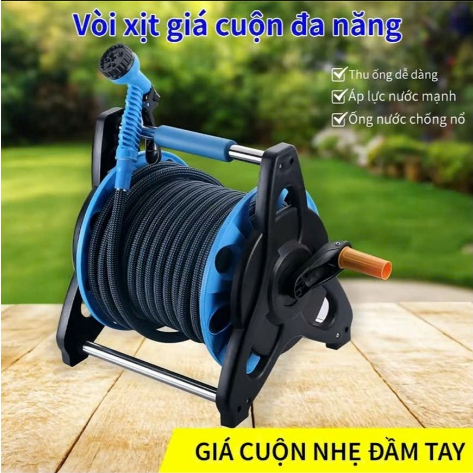 Bộ Vòi Xịt,Tưới Cây & Rửa Xe Đi Kèm Rulo Cuộn Ống Đa Năng Độ Dài Ống 10M - 30M Chống Sốc Độ Bền Cao