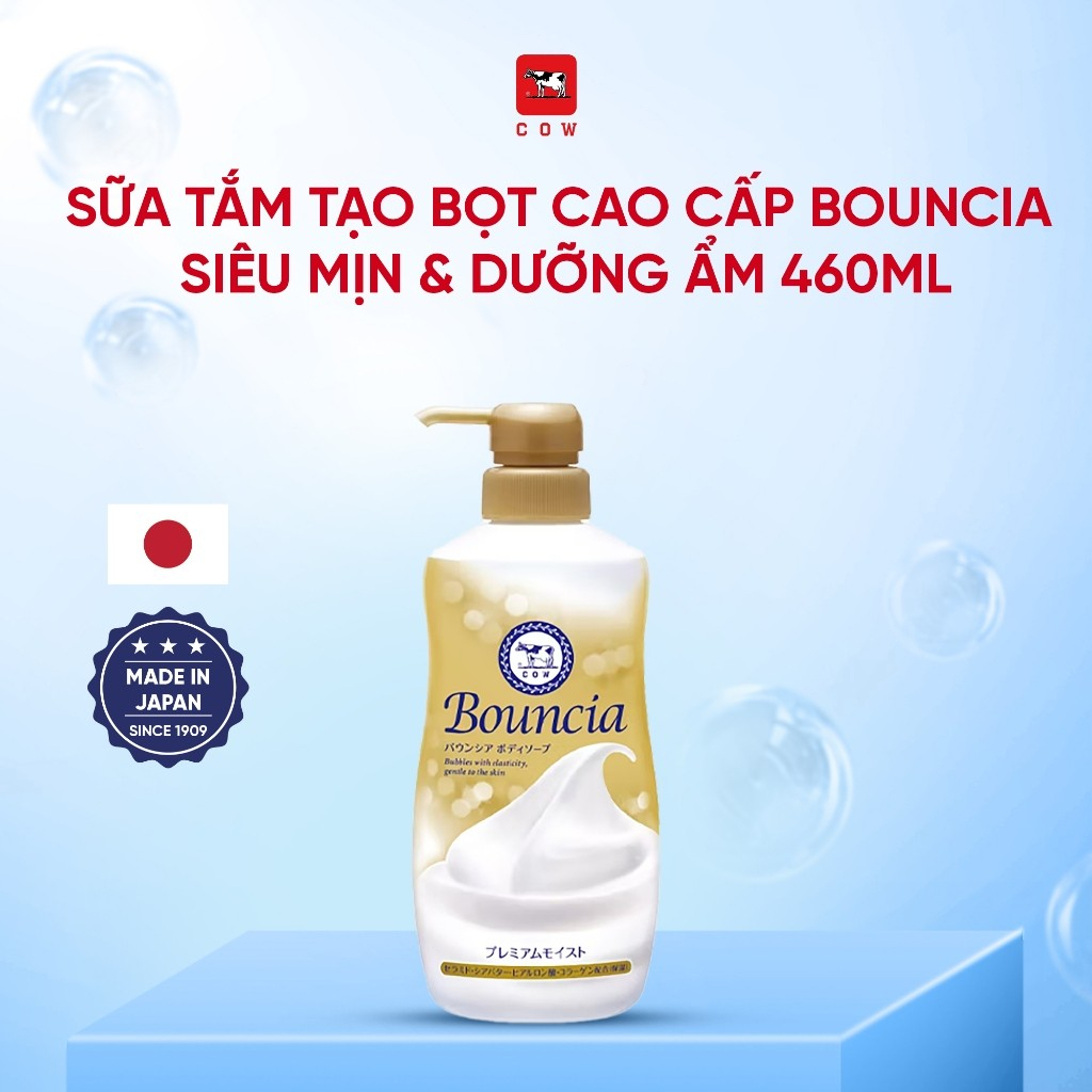Set Sữa Tắm Bouncia Tạo Bọt Cao Cấp 480ml kèm Túi Giấy + Sample 12ml + Bông Tắm